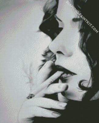 Monochrome Woman Smoking Cigarette diamond painting