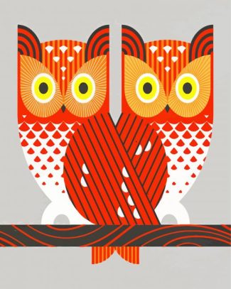 orange owls diamond painting