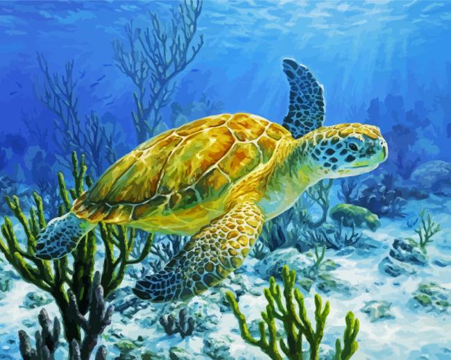 Sea Turtle In The Ocean - 5D Diamond Painting 