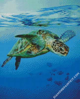 Sea Turtle Swimming in The Water diamond painting