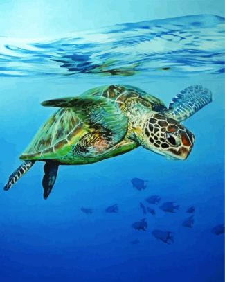 Sea Turtle Swimming in The Water diamond painting