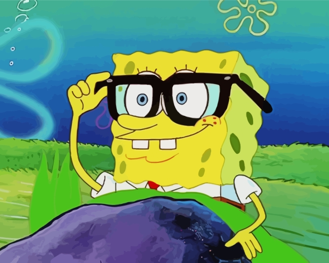 spongebob with glasses diamond painting