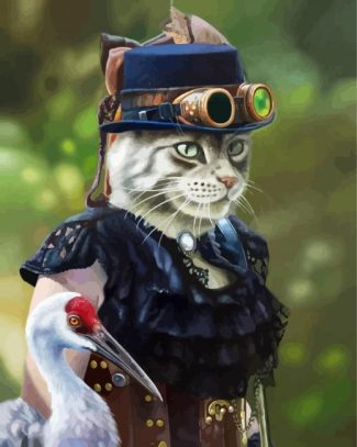 steampunk cat diamond painting