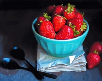 Strawberries Fruit In Bowl diamond painting