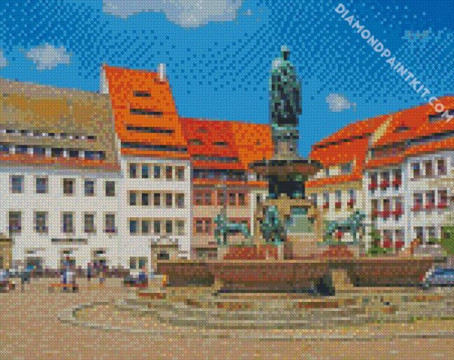 The Fountain Obermarkt Freiberg diamond painting