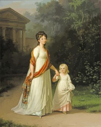 vintage classy mother and daughter diamond painting