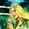 Woman Smoking Cigarette diamond painting