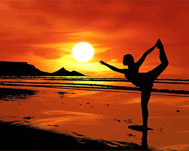 yoga silhouette sunset diamond painting