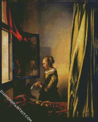 Girl Reading a Letter At an Open Window By Vermeer diamond painting