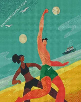 Playing Volleyball diamond painting