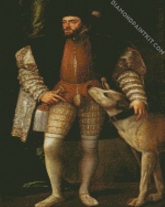 Portrait Of Charles V With a Dog Tiziano diamond painting