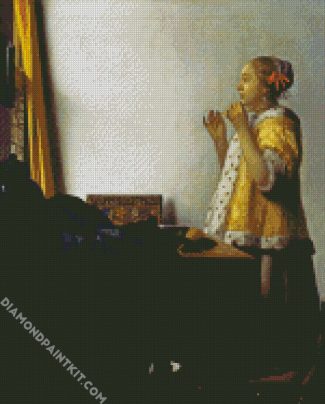 Woman With a Pearl Necklace By Vermeer diamond painting