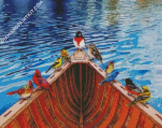Birds On Kayak Canoeing diamond painting