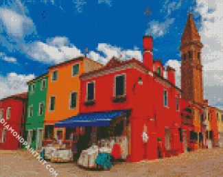 Colored Houses Burano diamond painting