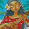 Hawaiian Girl Playing Ukulele diamond painting