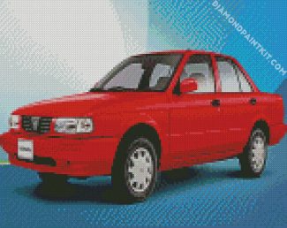 Red Nissan Tsuru Vintage Car diamond painting