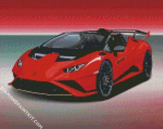 Red Lamborghini Huracan diamond painting