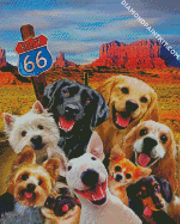 Route 66 Dog - 5D Diamond Painting 