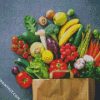 Shopping Bag Full Of Fresh Vegetables And Fruits diamond painting