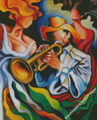 Trumpet Musician With Two Women diamond painting