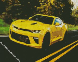 Yellow Chevrolet Camaro diamond painting