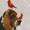 Basset Hound And Cardinals diamond painting