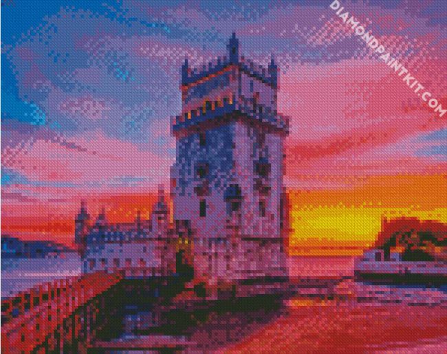 Belem Tower At Sunset diamond painting