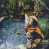 Bengal Cat With Raincoat diamond painting