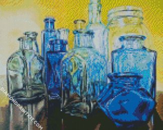 Blue Glass Bottles diamond painting
