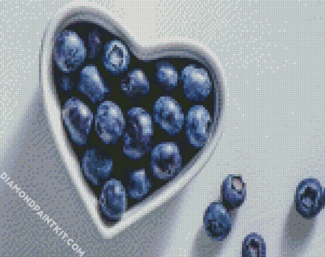 Blueberries In Heart Bowl diamond painting