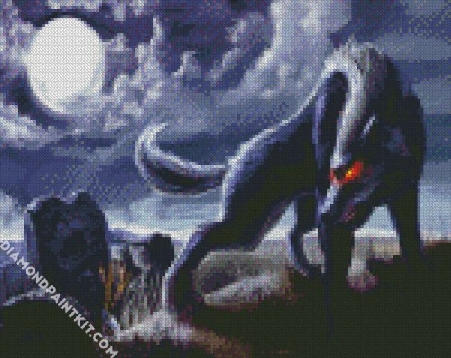 Fantasy Wolf In Cemetery diamond painting