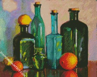 Glass Bottles And Lemons diamond painting