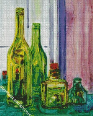 Green Glass Bottles diamond painting
