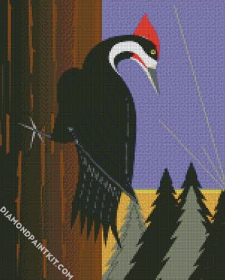 Illustration Woodpecker diamond painting