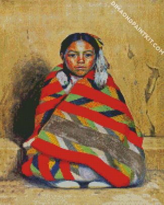 Indian Girl In Blanket diamond painting