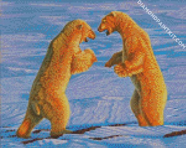 Polar Bears Fight diamond painting