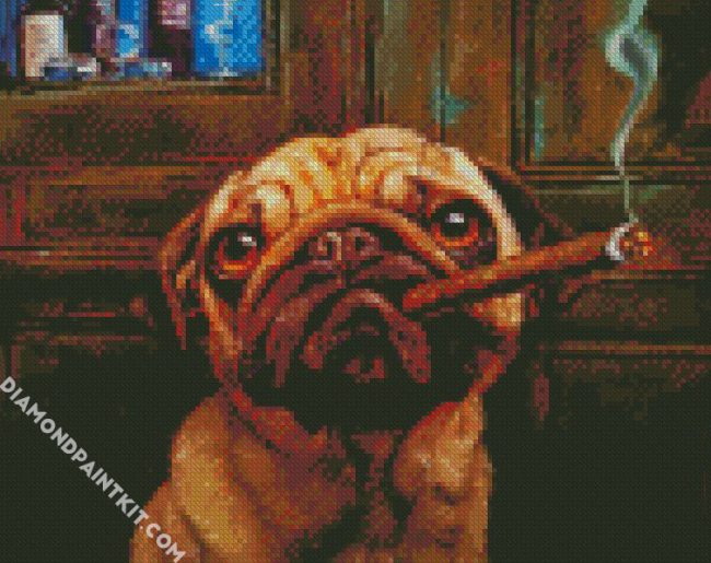 Pug Smoking Cigar diamond painting