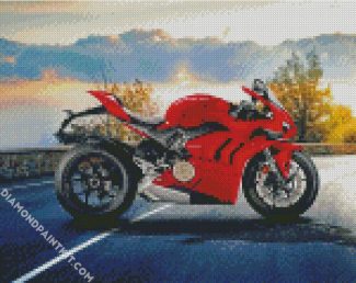Red Ducati Motorcycle diamond painting