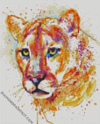 Splatter Cougar Head diamond painting
