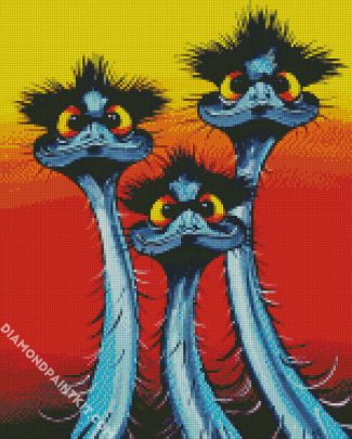 Three Emu Birds diamond painting