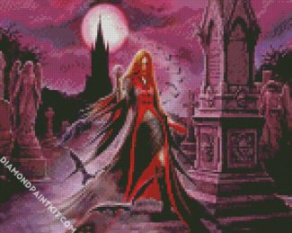 Vampire Witch In Cemetery diamond painting