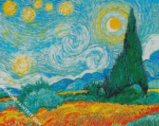 Wheat Field And Cypress Trees diamond painting