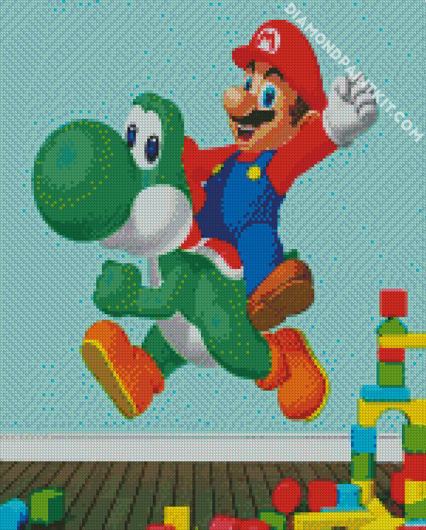 Yoshi And Mario - 5D Diamond Painting 