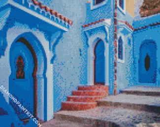 Chefchaouen Blue Houses diamond painting