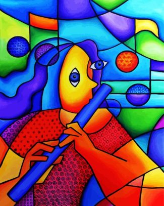 Abstract Flute Player diamond painting