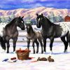 Appaloosa Horses in snow diamond painting