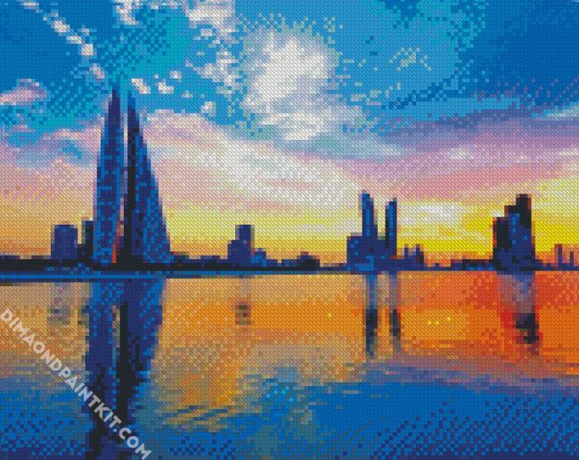 Bahrain Skyline Reflection diamond painting
