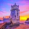 Belem Tower At Sunset In Lisbon Portugal diamond painting