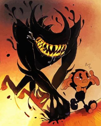 Bendy Running Away From The Monster diamond painting