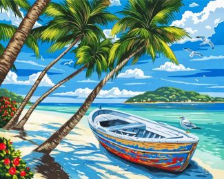 Boating In The Beach Art diamond painting